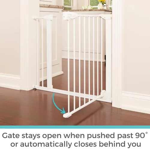 Miniatura 4 de Toddleroo by North States - Puerta de bebé con cierre automático de Bright Choice: Puerta de bebé montada a presión para puertas con mango que Blanco