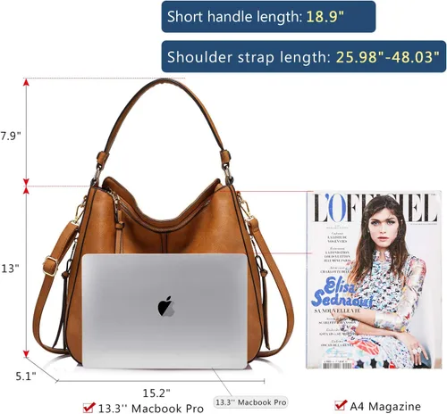 Miniatura 6 de Bolsas de diseñador de estilo hobo, grandes, de cuero sintético, para mujer