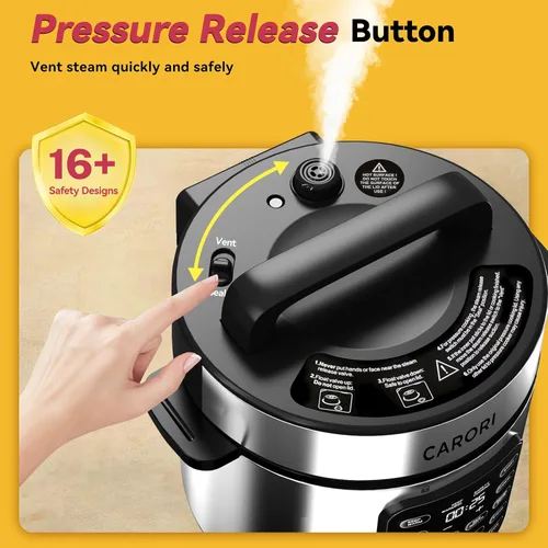 Miniatura 8 de CARORI Olla a presión eléctrica de 6 cuartos de galón color plateado, olla antiadherente, Instant Pot 9 en 1, 12 funciones preestablecidas