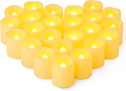 Miniatura 12 de Paquete de 36 velas de té sin llama de 1.5 x 1.8 pulgadas, funcionan con pilas, velas votivas LED parpadeantes, velas falsas eléctricas parpadeantes