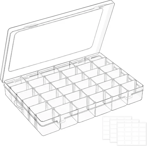 Miniatura 10 de Mauproy Caja Organizadora de Plástico Grande con 15 Rejillas y Divisores Ajustables, Organizador Transparente de Manualidades y Caja