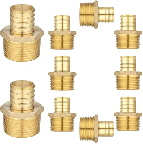 PEX Fittings - Adaptador NPT macho de 1 pulgada, PEX F1807 a 1 pulgada NPT macho adaptador roscado latón (10 unidades)