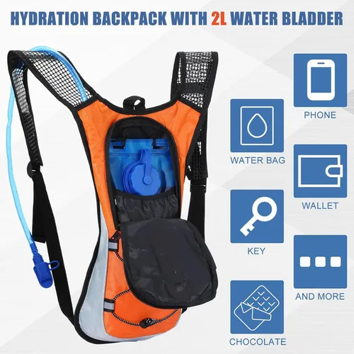 Miniatura 2 de Chunful Hydration Backpack with 2L Water Bladder, Lightweight Hydration Pack Outdoor Water Backpack for Men Women Running Cycling Biking Climbing