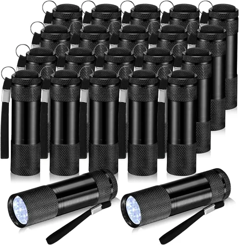 VIHOSE 20 piezas de linternas mini a granel, luz de mano brillante de aluminio con cordón, linternas LED pequeñas para lectura nocturna, emergencia,