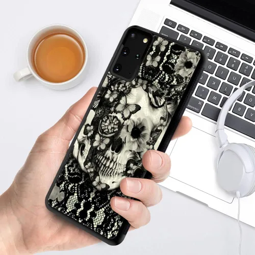Miniatura 5 de ZHEGAILIAN Funda compatible con Samsung Galaxy S20 FE, diseño de esqueleto de encaje gótico victoriano, acrílico duro y TPU anti-caída