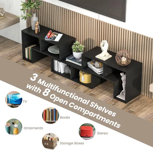 Miniatura 8 de KOTEK Soporte de TV para TV de 50, 55, 60, 65 pulgadas, organizador de estantería de combinación gratuita, mesa consola de TV con estantes