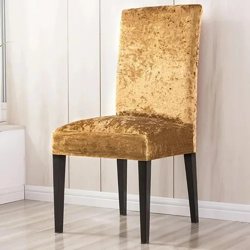 Miniatura 12 de Fundas elásticas para sillas de terciopelo gris de lujo, suaves, sin arrugas y duraderas, universales para sillas de comedor, banquetes y bodas.