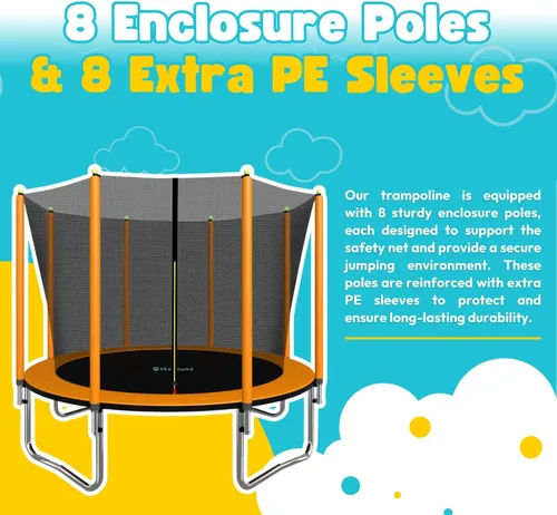 Miniatura 6 de SkyBound Trampoline with Safety Padded Poles - 10ft 12ft 14ft 15ft 16ft Large Outdoor Backyard ASTM Approved Trampolines for Kids & Adults - Heavy