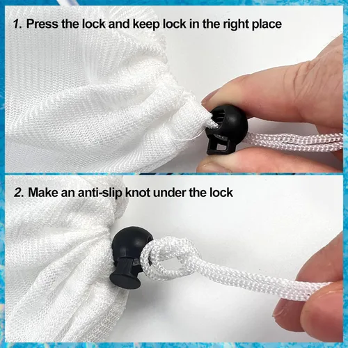 Miniatura 5 de Paquete de 4 bolsas de filtro al vacío de piscina para aspiradoras de hojas, bolsa de malla fina de 12 x 8.8 pulgadas con cordón de bloqueo, filtro