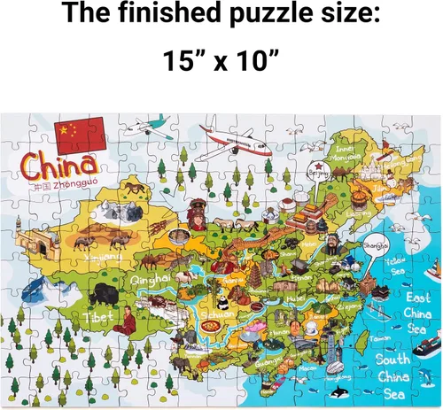 Miniatura 3 de China Map Rompecabezas de madera 152 piezas, 15x10 pulgadas
