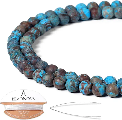 Miniatura 49 de Cuentas de ónix negro BEADNOVA con cuentas de cristal natural, piedras preciosas, redondas, sueltas, curativas de energía con cordón elástico de 01)