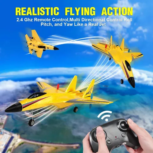 Miniatura 5 de SU-27 Avión RC de 2.4 GHz, avión de control remoto de 2 canales con luces nocturnas giroscopio y 2 baterías, fácil de volar para adultos, Su27