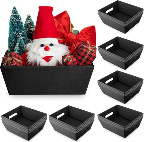 Miniatura 7 de Fainne - 20 cestas de regalo vacías con asas de 10 x 8 pulgadas, cestas de cartón kraft vacías a granel para recuerdos de fiesta, cumpleaños, boda