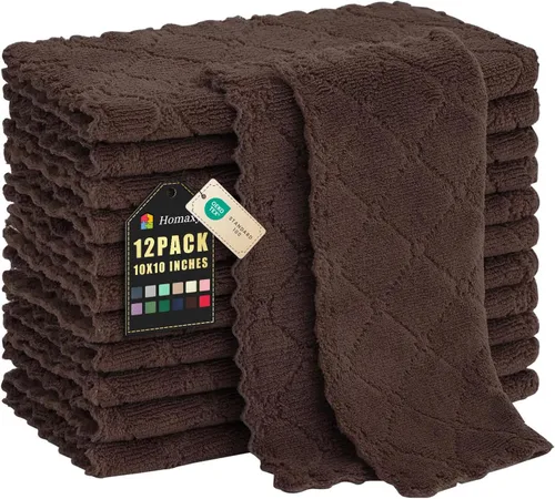 Miniatura 14 de Homaxy - Paquete de 12 trapos de cocina (10 x 10 pulgadas, morado), de terciopelo coral, supersuaves y absorbentes, de secado rápido, paño