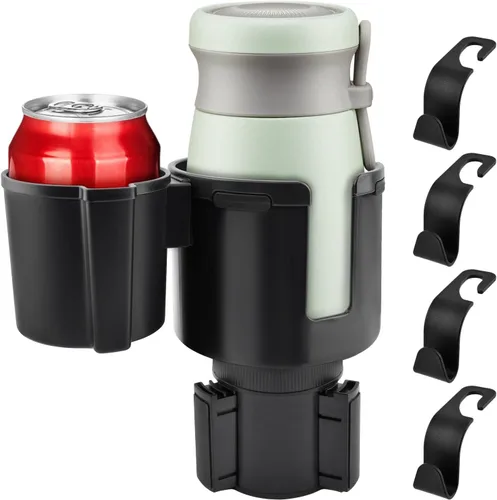 Expansor de portavasos de automóvil 2 en 1, adaptador extensor ajustable para automóvil con base antideslizante, extensor de portavasos antiderrames