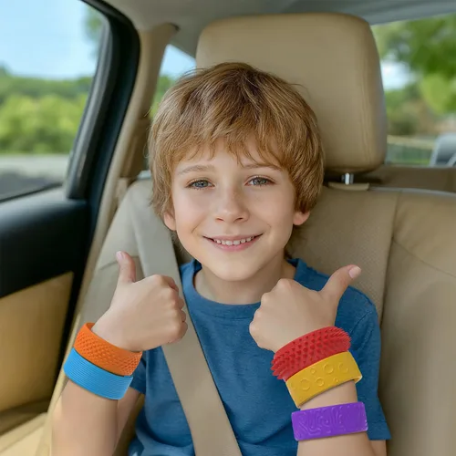 Miniatura 4 de Juguetes sensoriales para ansiedad, pulseras para niños, paquete de 6 con textura, para ansiedad, autismo, TDAH, juguetes sensoriales portátiles