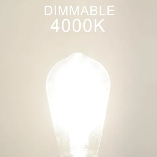 Miniatura 7 de GvvooHome - Bombillas LED regulables Edison, bombilla LED E26 equivalente a 60 W, luz blanca fría 4000K, bombillas vintage ST58, CRI de 90+, 6 W 600