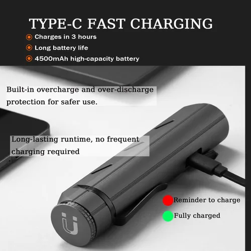 Miniatura 5 de Linterna EDC recargable -1600 lúmenes linterna de bolsillo USB C linterna con clip base magnética, luz LED y COB, 8 modos IP68 impermeable linterna