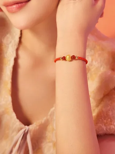 Miniatura 3 de ZHOU LIU FU 24K Solid Gold Bracelet Luck Fish Real Gold Charm Bracelet Adjustable Jewelry Braided Bracelet for Women Teens Girls