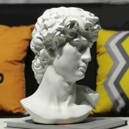Miniatura 5 de Estatua de David de Yahu Lando, busto griego, estatua de cabeza de busto para decoración del hogar romano, decoración de mesa de café blanca