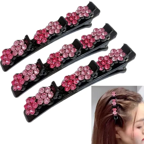 Miniatura 8 de 3 piezas de banda de doble capa, diadema trenzada, horquilla de cocodrilo, pinzas para el cabello, flequillo mágico, horquilla para el cabello