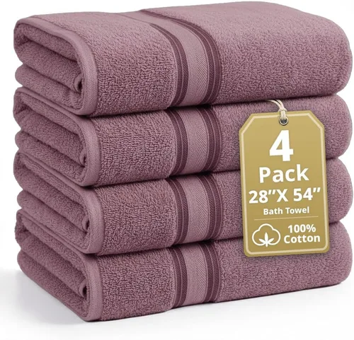 Miniatura 97 de Lane Linen Juego de 4 toallas de baño de 100 % algodón (35 x 66 pulgadas), juego de toallas de baño extragrandes de algodón sin torsión, secado Gris