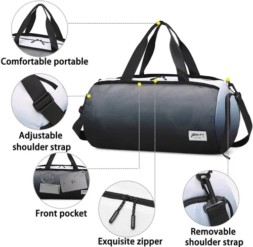 Miniatura 4 de BE SMART - Bolsa de gimnasio impermeable para hombre con compartimento para zapatos, bolsa de lona con bolsillo húmedo para hombres, bolsa deportiva