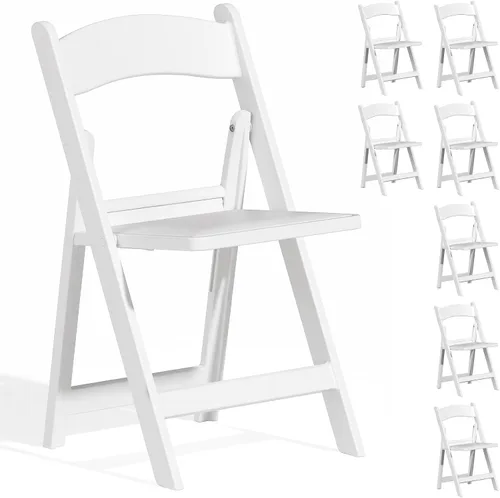 Miniatura 23 de Paquete de 4 sillas plegables de resina, sillas plegables de capacidad de peso de 650 libras con asientos acolchados, silla plegable ligera