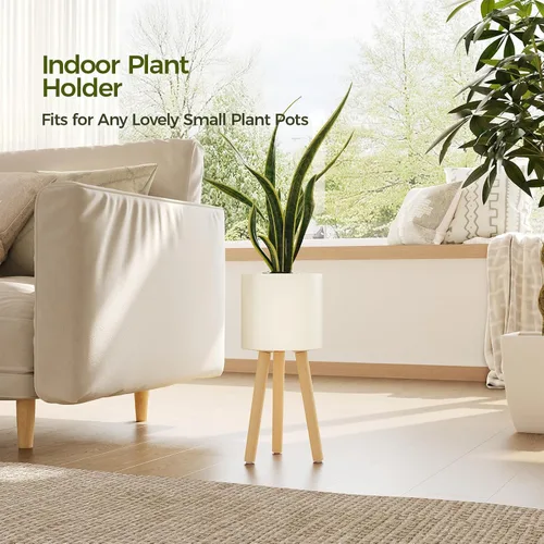 Miniatura 10 de Bamworld - Soporte individual para plantas de interior, soporte de metal para plantas de interior, patas de madera, soporte para macetas