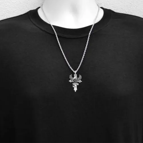 Miniatura 5 de TGLS Collar de urna con cruz de ala de ángel In Loving Memory para mamá, papá, abuela, cenizas humanas, miembros de la familia, recuerdo