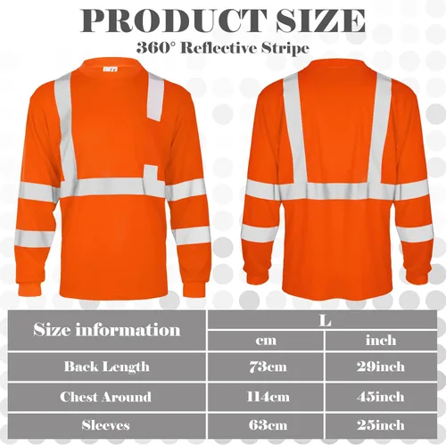 Miniatura 2 de Amylove 4 piezas de camisa de seguridad de manga larga de alta visibilidad reflectante para trabajo en construcción para hombres y mujeres
