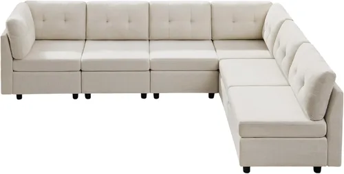 Miniatura 3 de VANOMi - Sofás seccionales de 6 plazas para sala de estar, sofá modular convertible de 118" en forma de nube, cómodos sofás de chenilla y sofás
