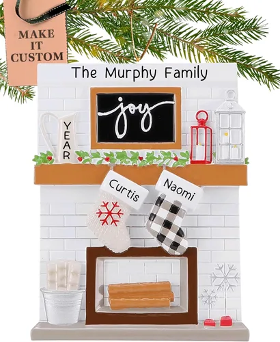 Miniatura 13 de Adorno personalizado para familia grande de 10 personas 2025 Personalización gratuita en 24 horas Adornos navideños de chimenea grabados