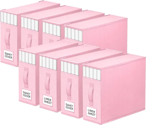Miniatura 14 de StorageTastic Paquete de 4 Organizadores de Armario para Sábanas y Almacenamiento, Contenedores de Almacenamiento Plegables Resistentes con Ventana