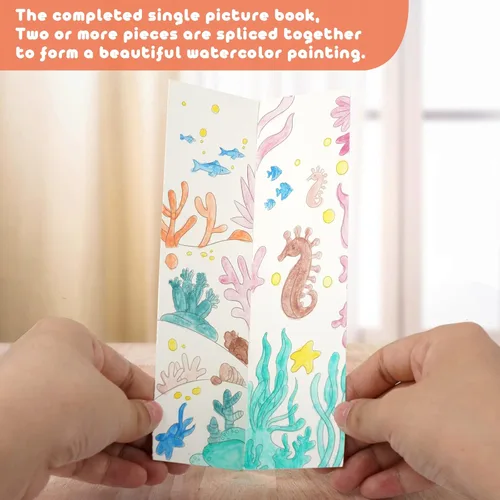 Miniatura 6 de Cavnewt Libro de Pintura de Acuarela de Bolsillo, 21 Páginas, Set de Libro para Colorear con Acuarela de Viaje para Niños de 3-8 Años, Regalos
