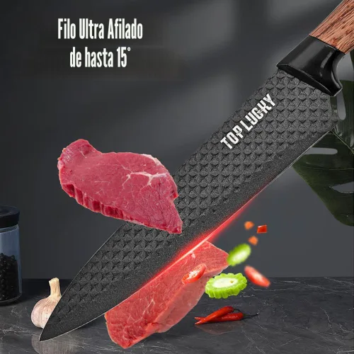 Miniatura 3 de Juego de Cuchillos, Wiztoynia Juego de Cuchillos de Cocina Negros de 6 Piezas para el Hogar, Juego de Cuchillos de Chef Afilados de Acero Inoxidable