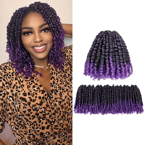 Miniatura 44 de Cabello de Ganchillo Pre-Retorcido Passion Twist para Mujeres Negras y Niños, Cabello Passion Twist Pre-Enrollado Trenzas Bohemias 4 Pulgadas 8