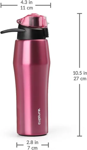 Miniatura 7 de Cupture Botella de acción con asa - Acero inoxidable aislado al vacío, 22 oz Rosa