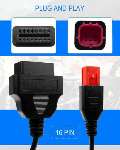 Miniatura 5 de Cable adaptador de 6 pines OBD2 para Guzzi Kawasaki Suzuki Yamaha Harley Davidson Piaggio Vespa motocicleta, conector Euro5 de 6 pines