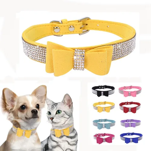 Miniatura 19 de Collares de perro para perros medianos hembras, collar de perro con diamantes de imitación, bonito collar con purpurina para mascotas XXS Xs, S, M