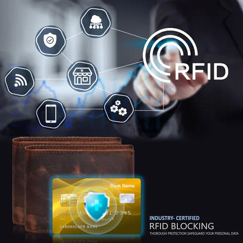 Miniatura 3 de Carteras RFID delgadas para hombres - Cartera de bolsillo frontal de piel genuina