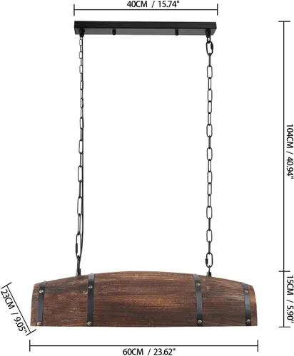 Miniatura 4 de Madera antigua barril de vino lámpara colgante colgante rústico cocina bar techo lámpara accesorios de luz