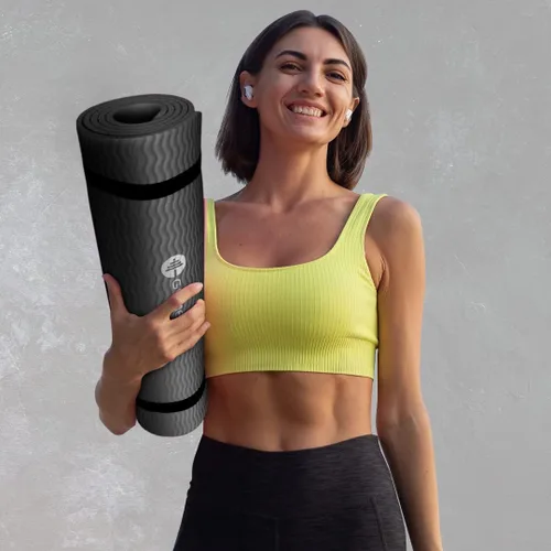 Miniatura 5 de GYMENIST Tapete grueso para yoga y ejercicio, 24 x 71 pulgadas, ideal para camping, cardio, entrenamiento, pilates, gimnasia Azul oscuro