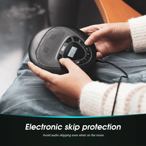 Miniatura 6 de Reproductor de CD portátil con batería recargable - August SE10 - Altavoces estéreo duales, protección antisaltos, salida auxiliar y reproductor
