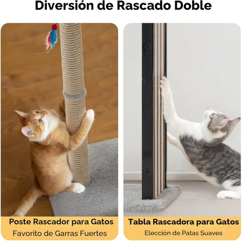 Miniatura 2 de Veehoo Poste rascador de gatos de 35 pulgadas de alto para gatos de interior y adultos, almohadilla resistente para rascar gatos con marco de metal
