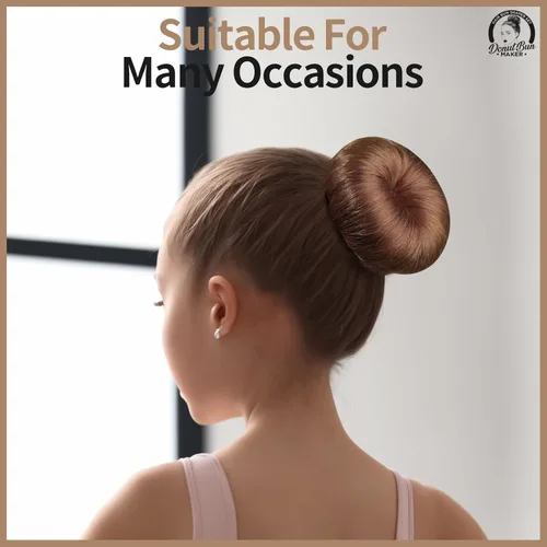Miniatura 6 de Teenitor Creador de Moños para el Cabello, 7 piezas de Donuts para Moños (1 Extra Grande, 2 Grandes, 2 Medianos, 2 Pequeños), Marrón Claro D-Marrón