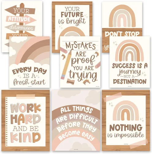 Miniatura 26 de Hadley Designs Póster motivacional para decoración de aula, 9 pósteres de aula de mentalidad de crecimiento, decoración de pared inspiradora