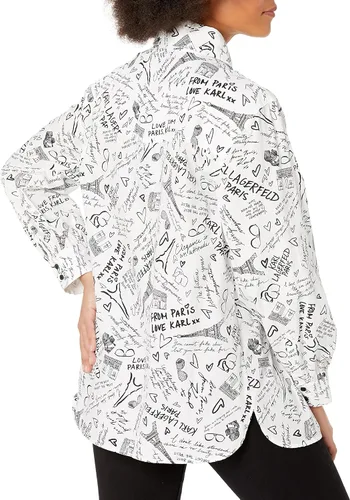 Miniatura 2 de Karl Lagerfeld Paris Blusa estampada de manga larga para mujer