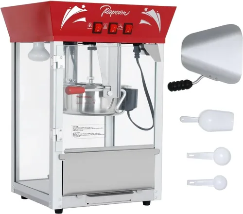 Miniatura 13 de Máquina comercial para hacer palomitas de maíz con hervidor de acero inoxidable de 10 onzas, máquina de palomitas de maíz para encimera de 850 W