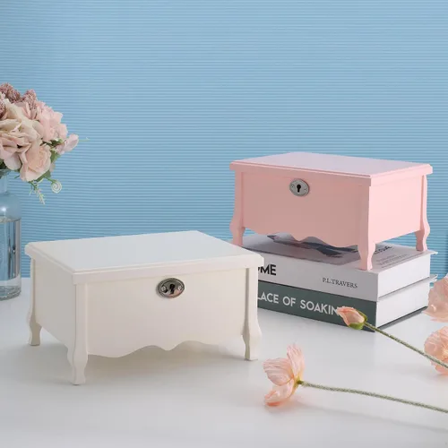 Miniatura 8 de Joyero musical de bailarina grande con patas blancas con espejo y cerradura para niñas, organizador de joyas para niños, caja musical